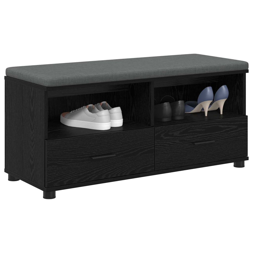 Flurbank mit Kissen mit Regal Schwarze Eiche 100 x 38 x 46 cm