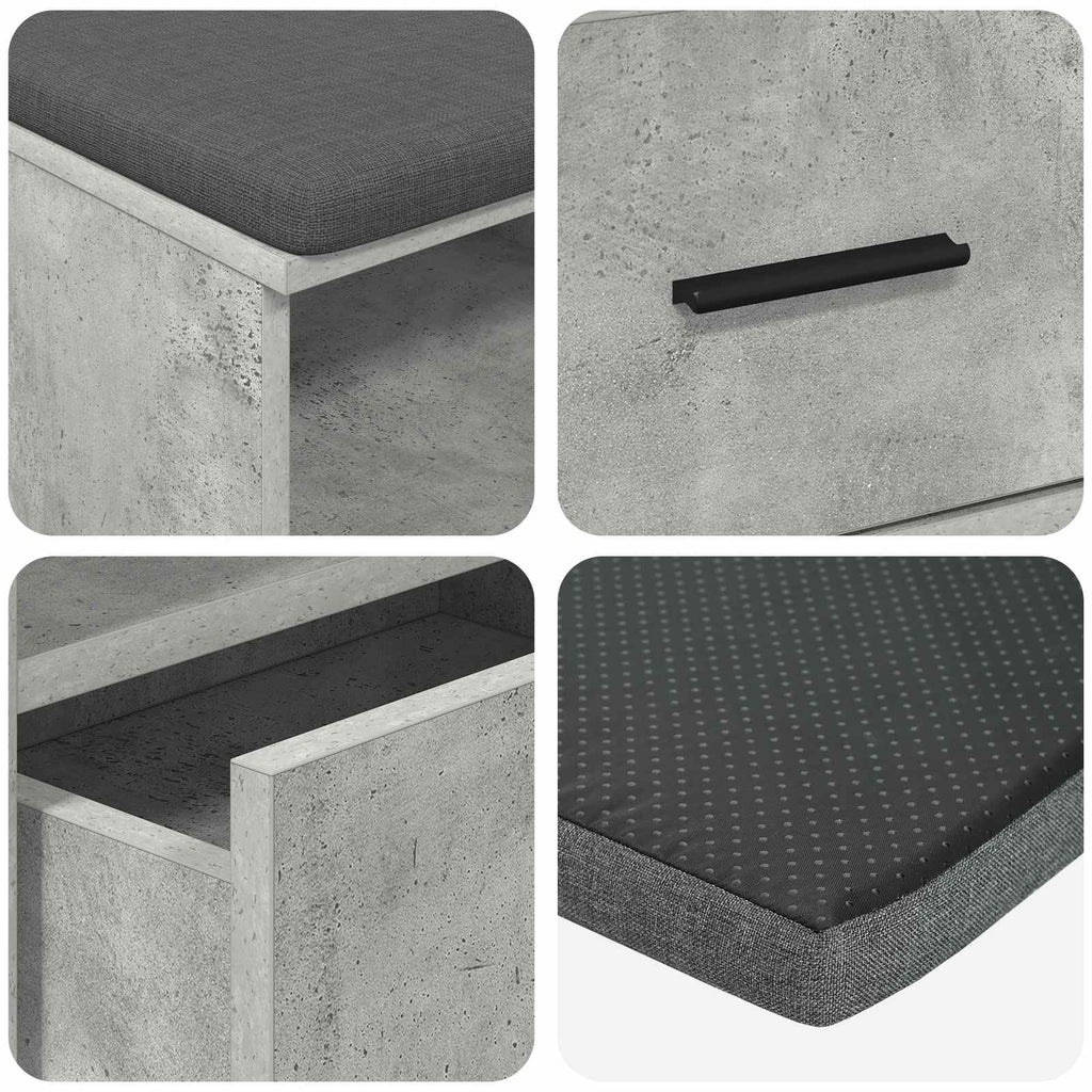 Flurbank mit Kissen mit Schubladen Betongrau 100 x 38 x 46 cm