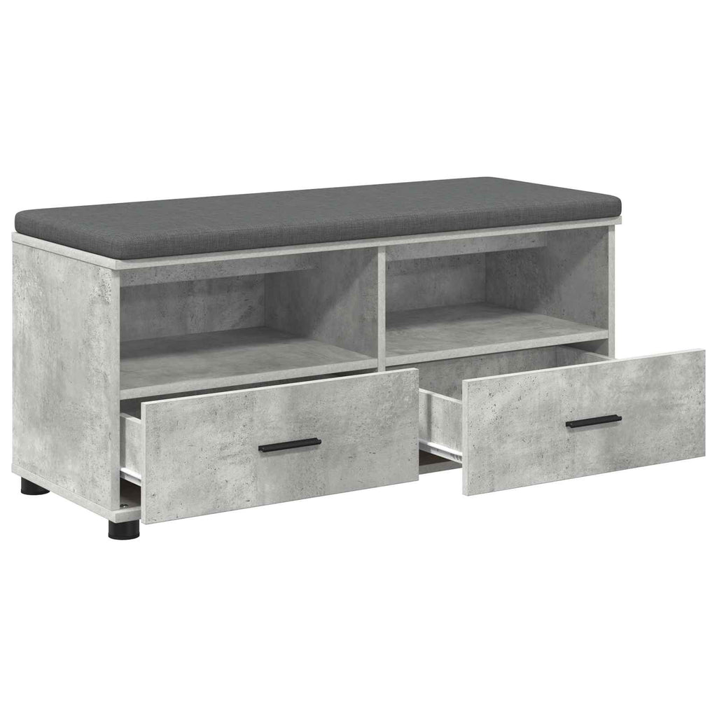 Flurbank mit Kissen mit Schubladen Betongrau 100 x 38 x 46 cm