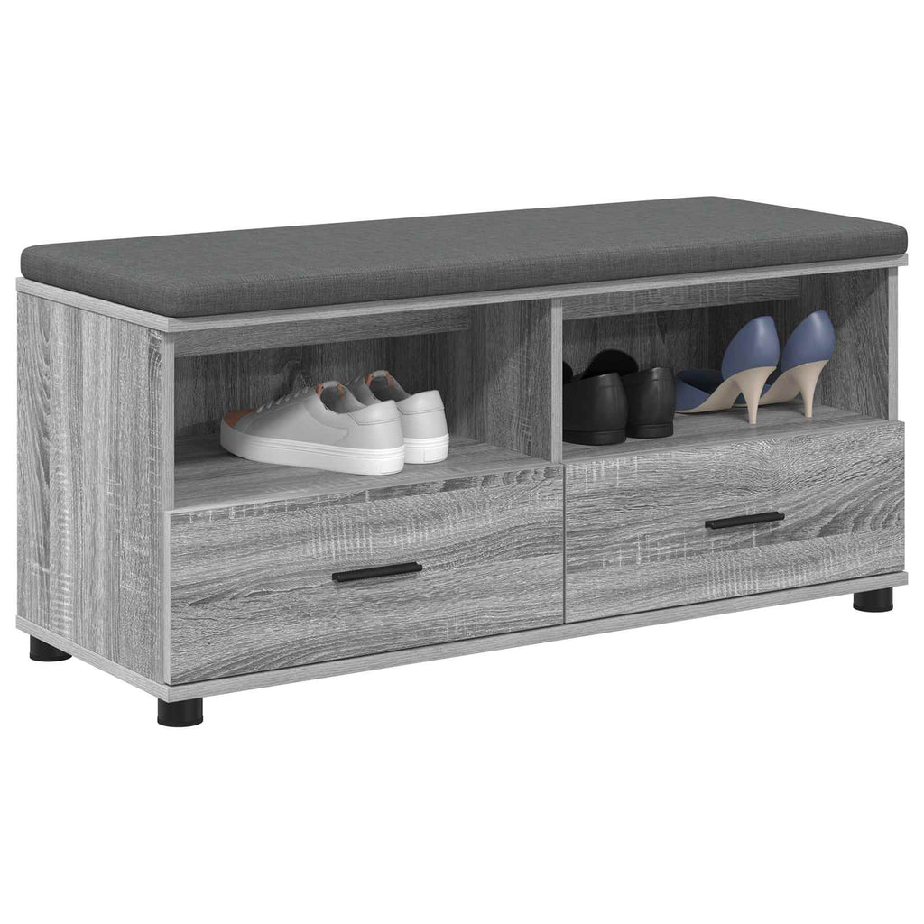 Flurbank mit Kissen mit Regal Graues Sonoma 100 x 38 x 46 cm