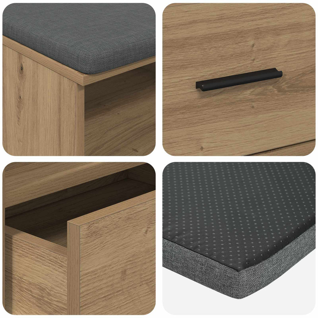 Flurbank mit Kissen mit Regal Artisan-Eiche 100 x 38 x 46 cm