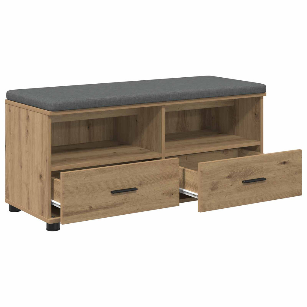 Flurbank mit Kissen mit Regal Artisan-Eiche 100 x 38 x 46 cm