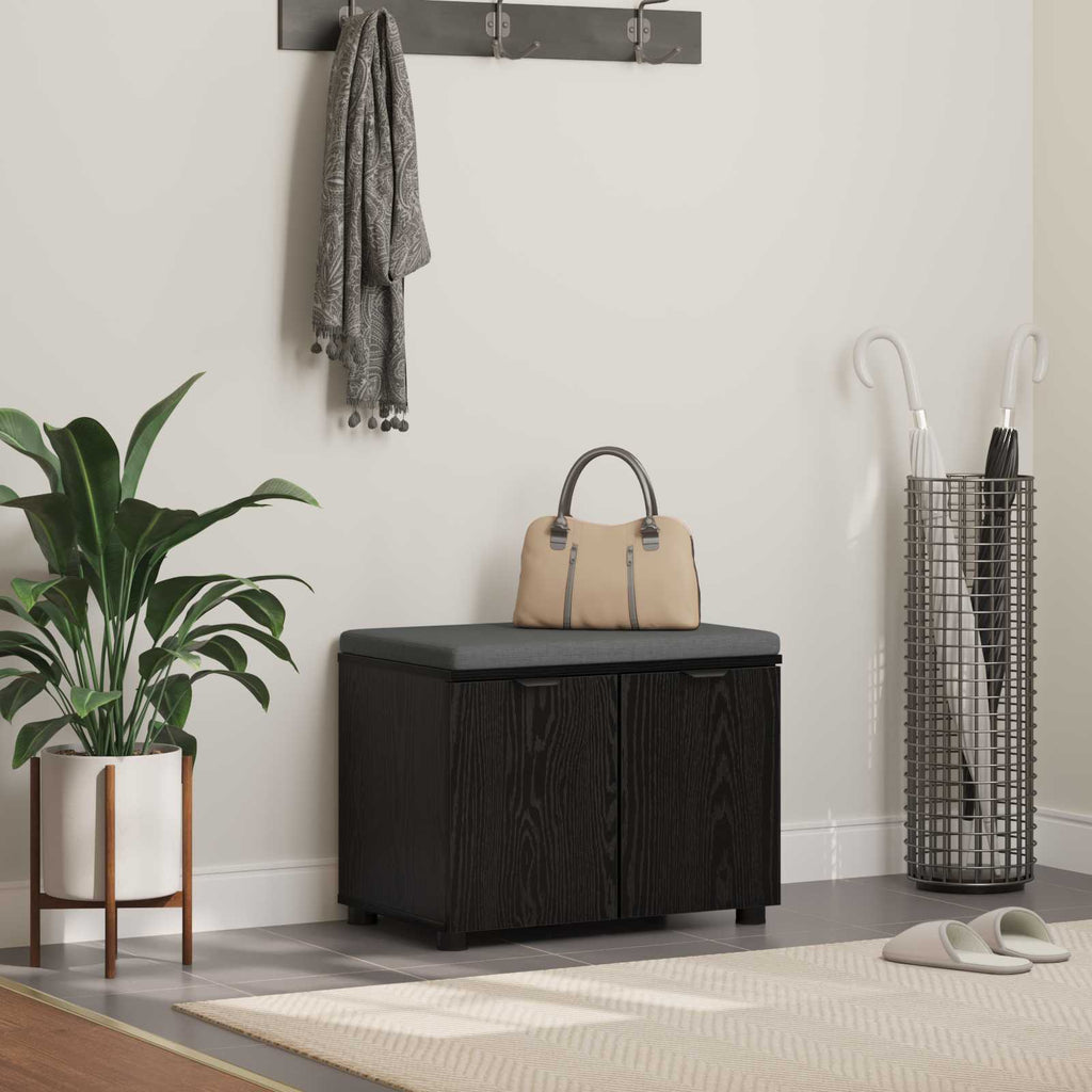 Flurbank mit Kissen mit Regal Schwarze Eiche 60 x 38 x 46 cm