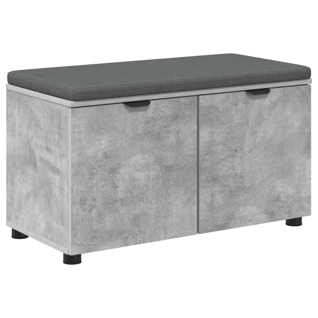 Flurbank mit Kissen mit Regal mit Tür Betongrau 80 x 38 x 46 cm