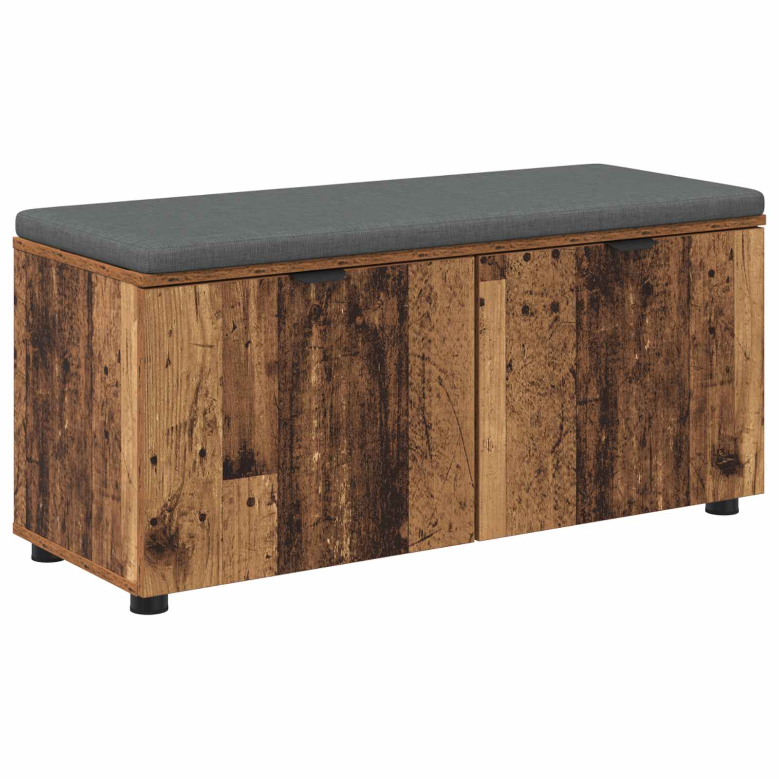 Flurbank mit Kissen mit Regal mit Tür Altholz 100 x 38 x 46 cm