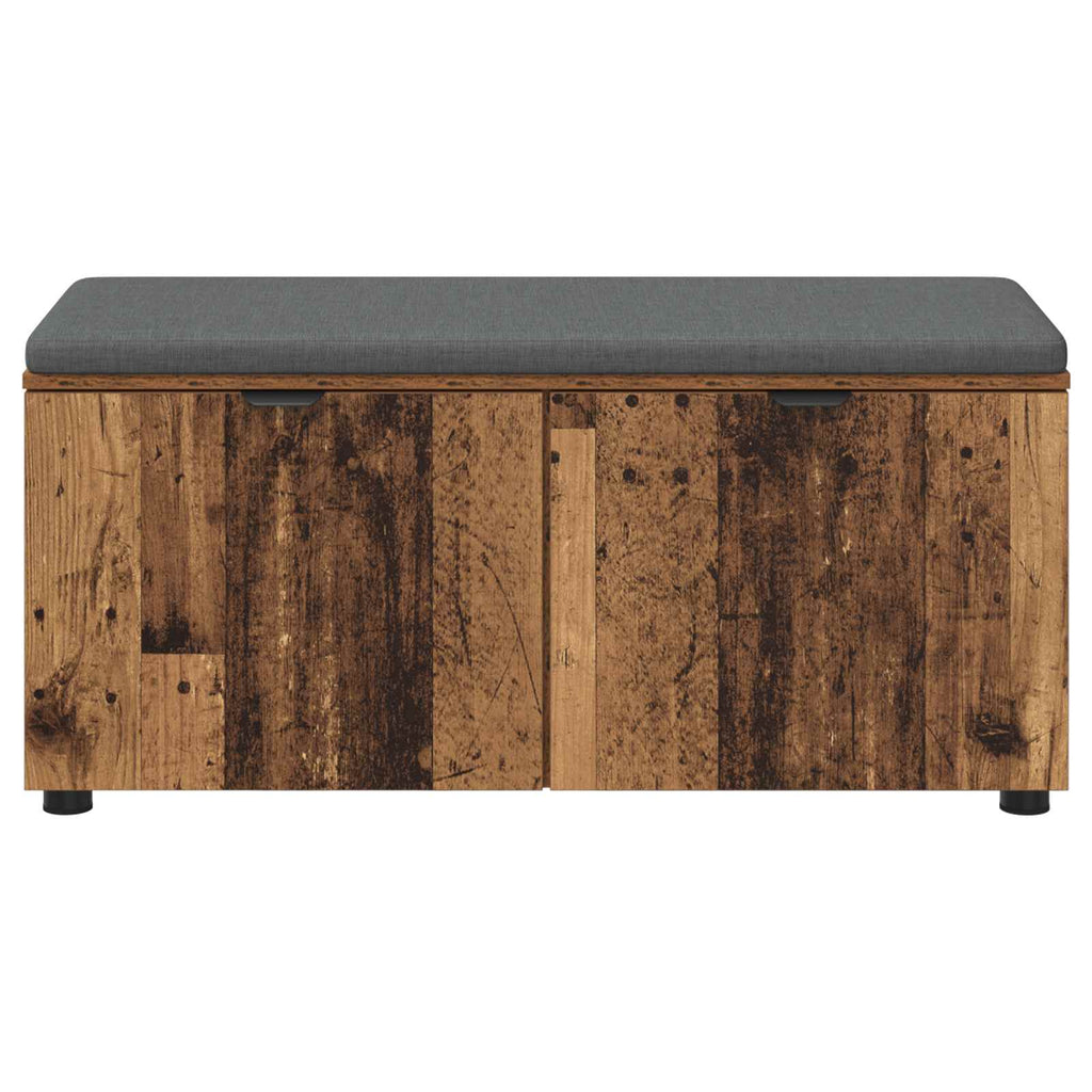 Flurbank mit Kissen mit Regal mit Tür Altholz 100 x 38 x 46 cm