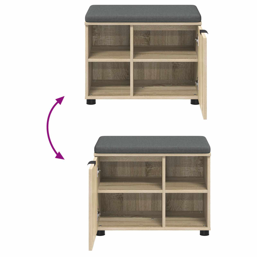 Flurbank mit Kissen mit Regal Sonoma-Eiche 60 x 38 x 46 cm
