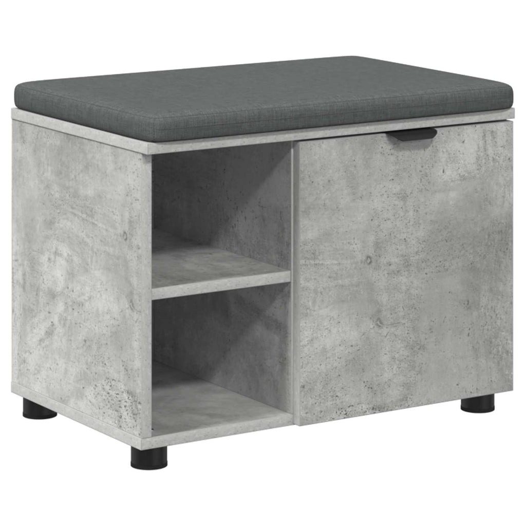 Flurbank mit Kissen mit Regal mit Tür Betongrau 60 x 38 x 46 cm