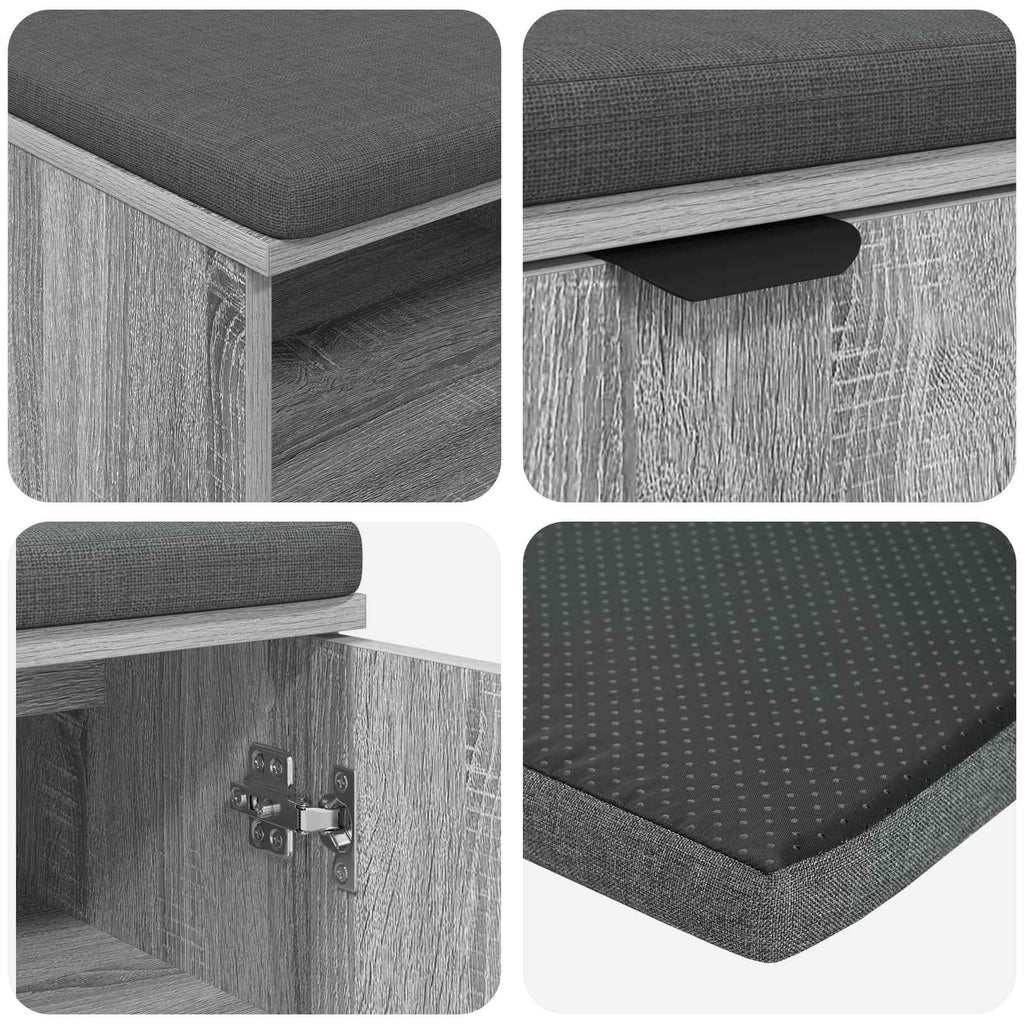Flurbank mit Kissen mit Regal Graues Sonoma 60 x 38 x 46 cm
