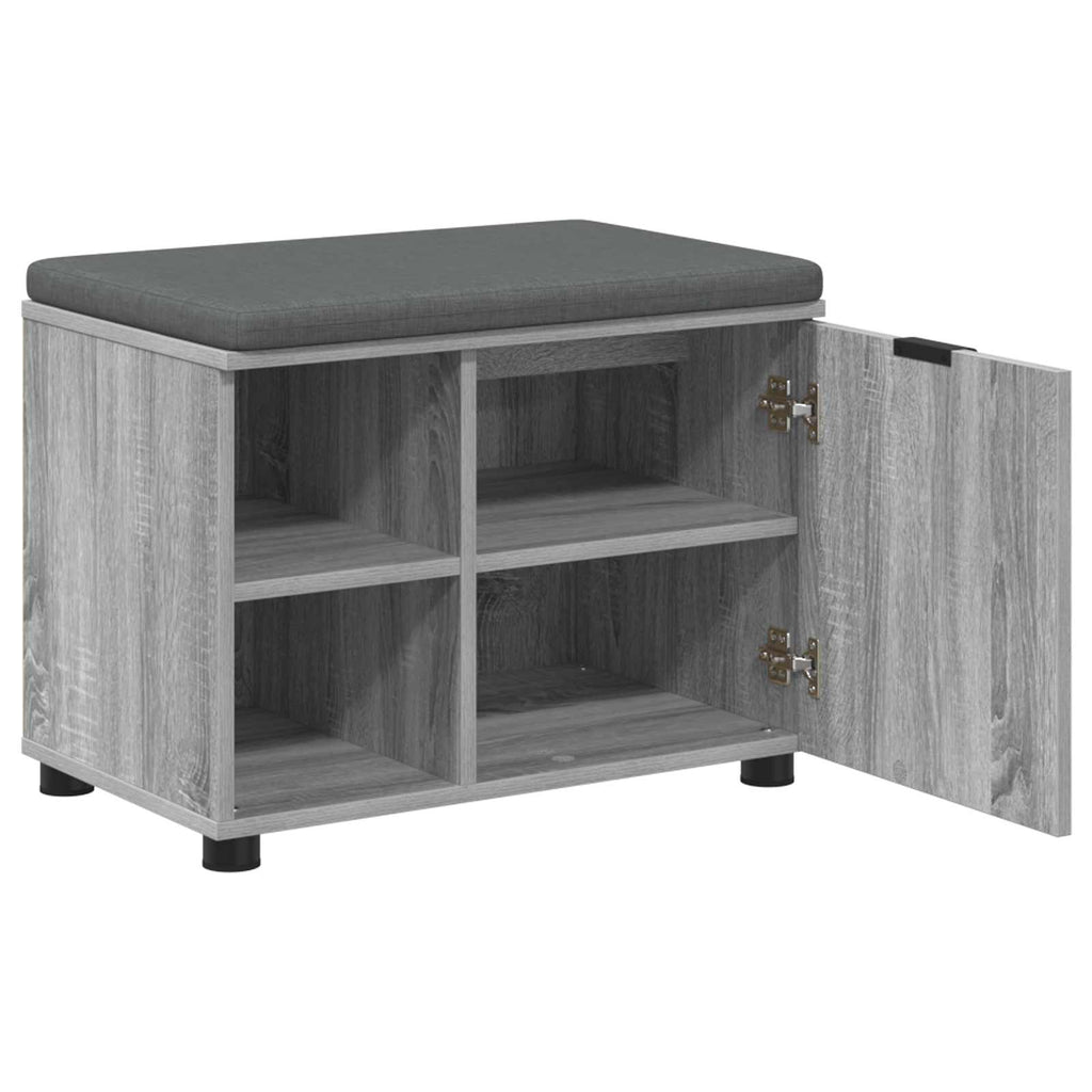 Flurbank mit Kissen mit Regal Graues Sonoma 60 x 38 x 46 cm