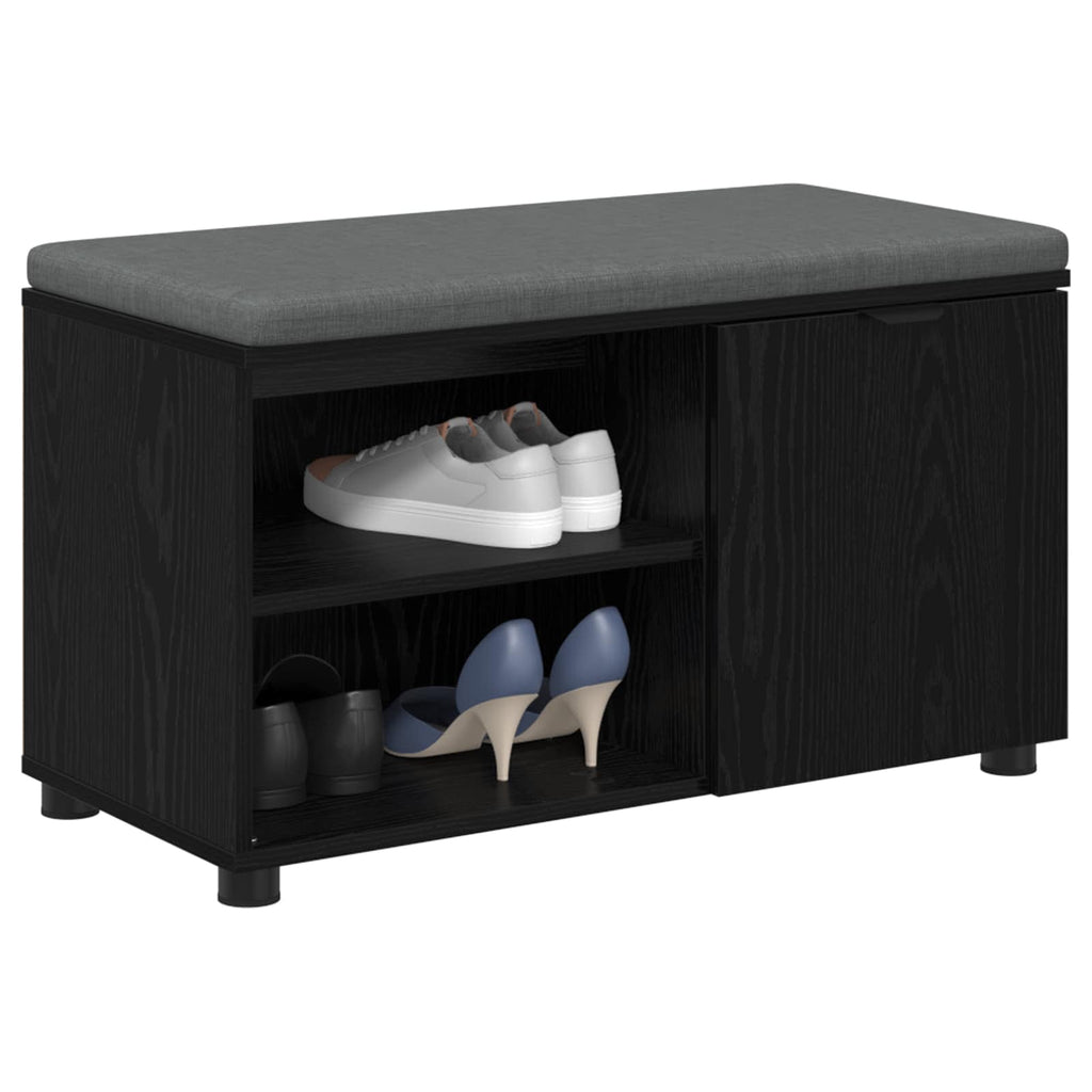 Flurbank mit Kissen mit Regal Schwarze Eiche 80 x 38 x 46 cm