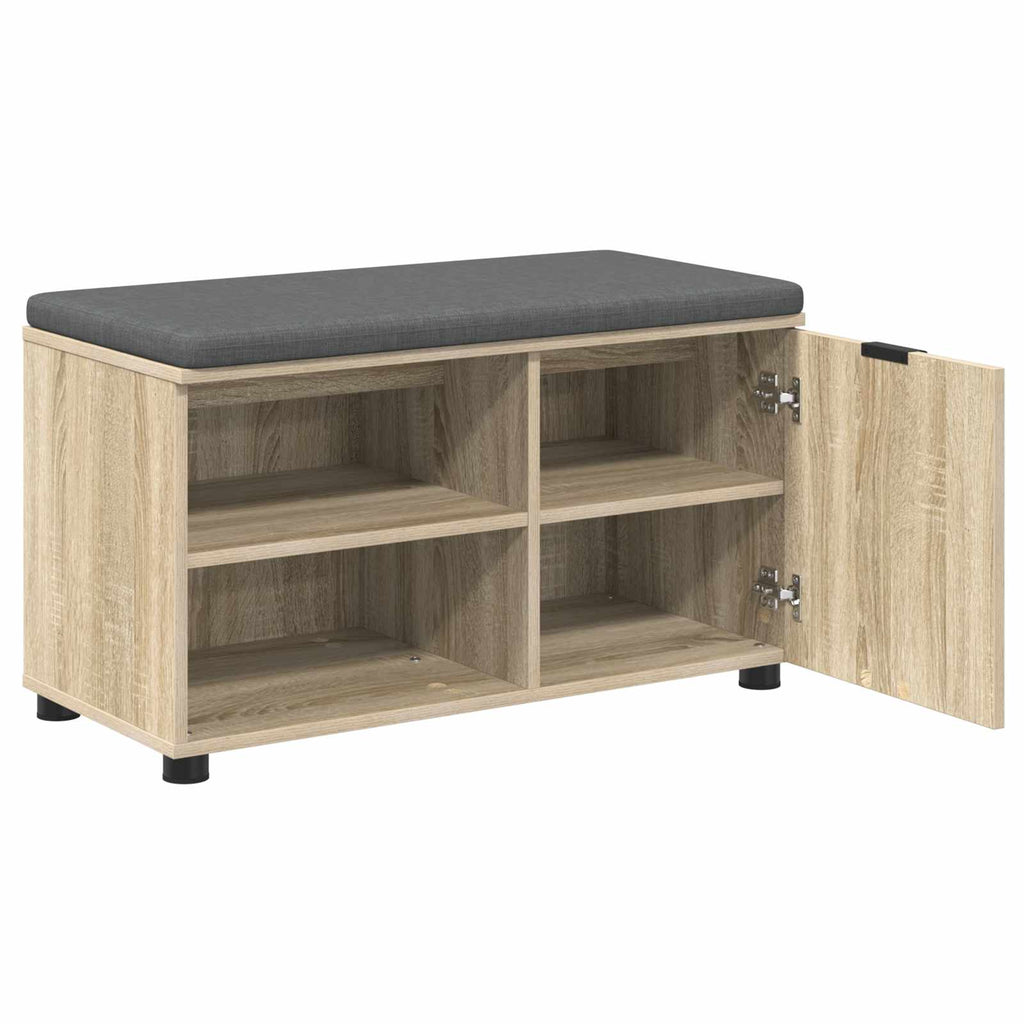 Flurbank mit Kissen mit Regal Sonoma-Eiche 80 x 38 x 46 cm