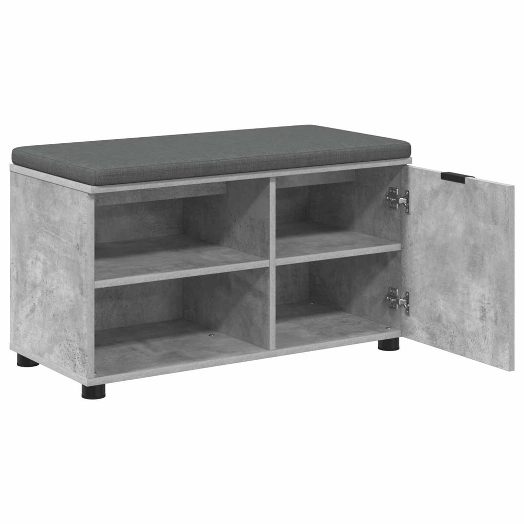 Flurbank mit Kissen mit Regal mit Tür Betongrau 80 x 38 x 46 cm