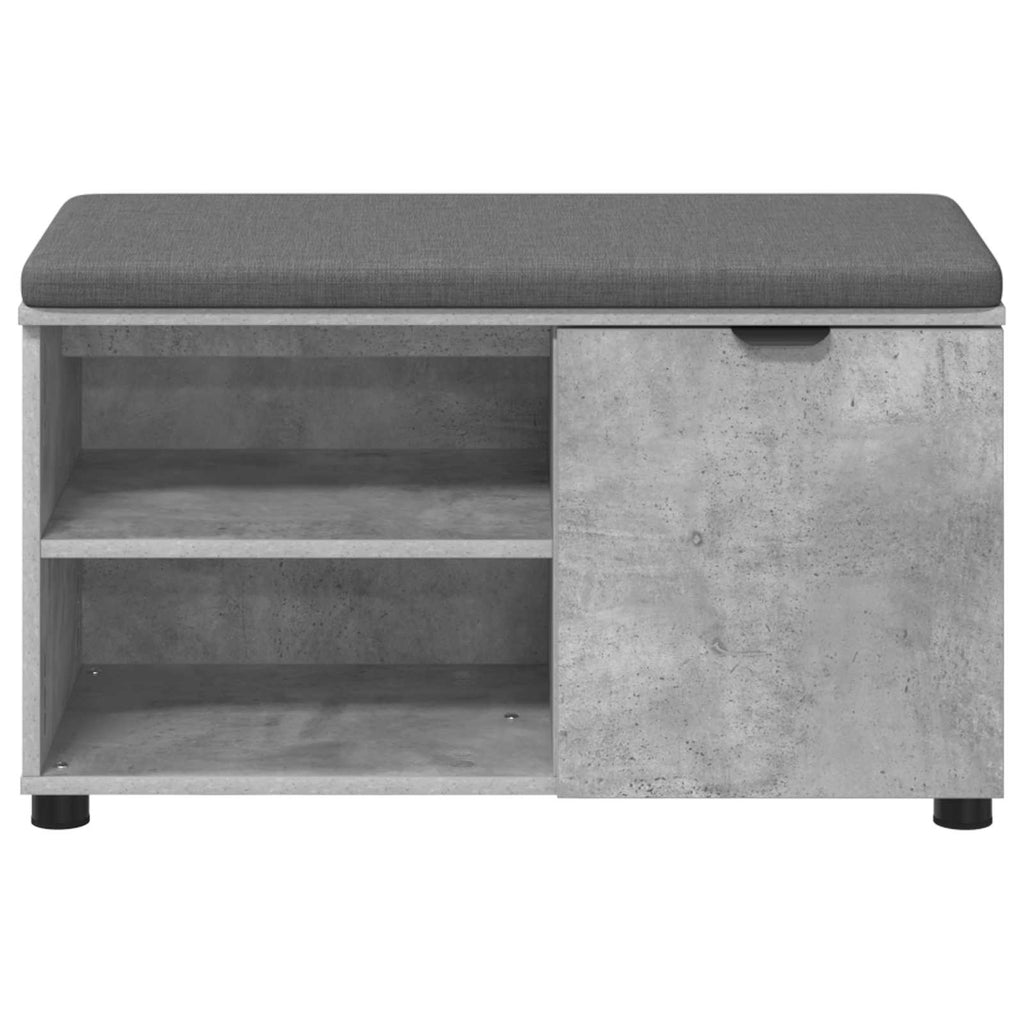 Flurbank mit Kissen mit Regal mit Tür Betongrau 80 x 38 x 46 cm
