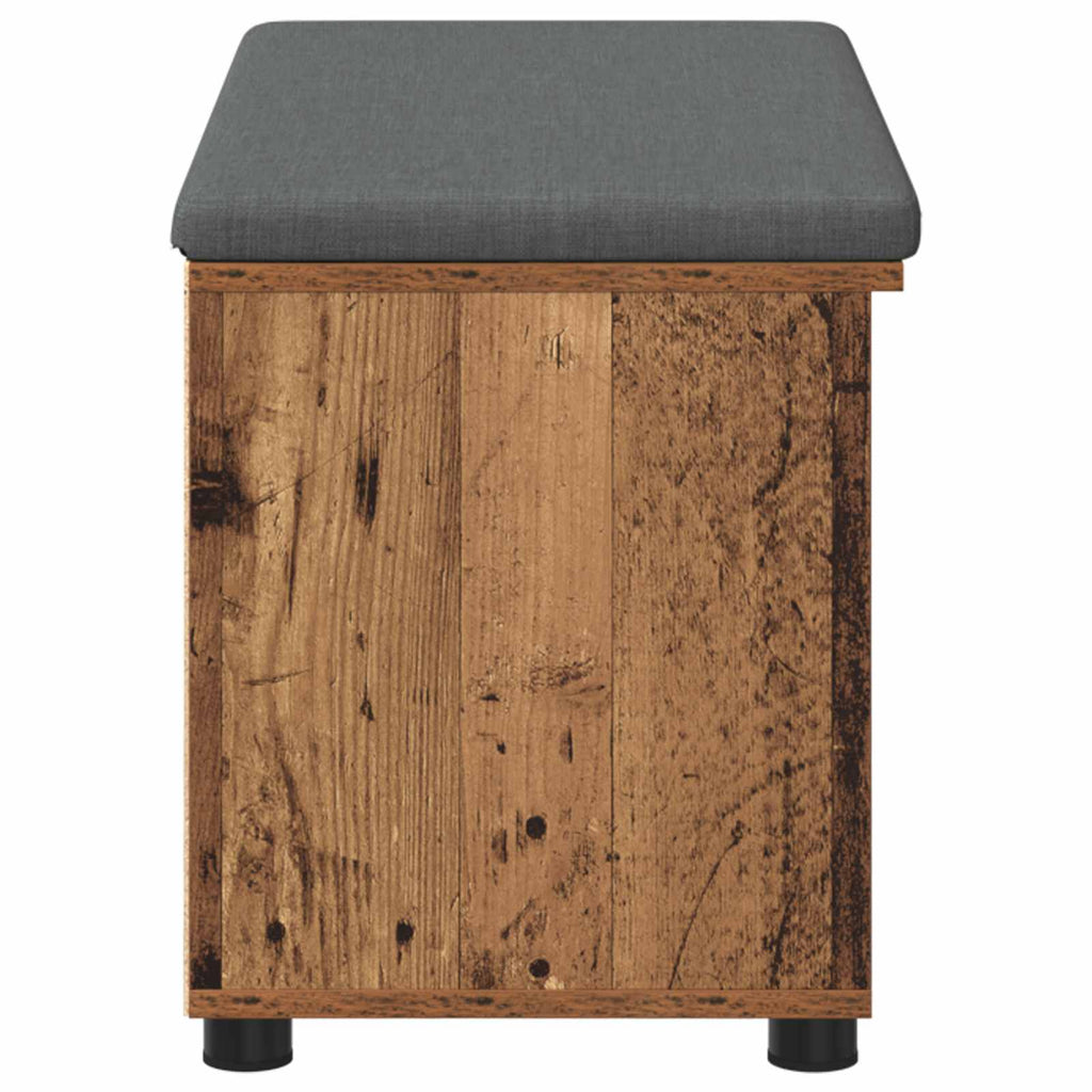 Flurbank mit Kissen mit Regal mit Tür Altholz 80 x 38 x 46 cm