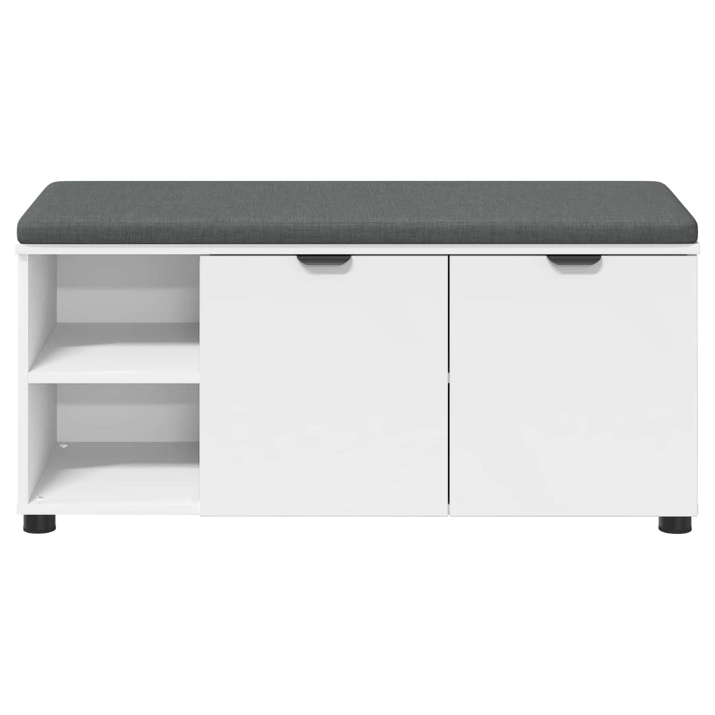 Flurbank mit Kissen mit Regal mit Tür Weiß 100 x 38 x 46 cm