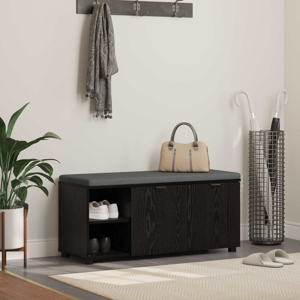 Flurbank mit Kissen mit Regal Schwarze Eiche 100 x 38 x 46 cm