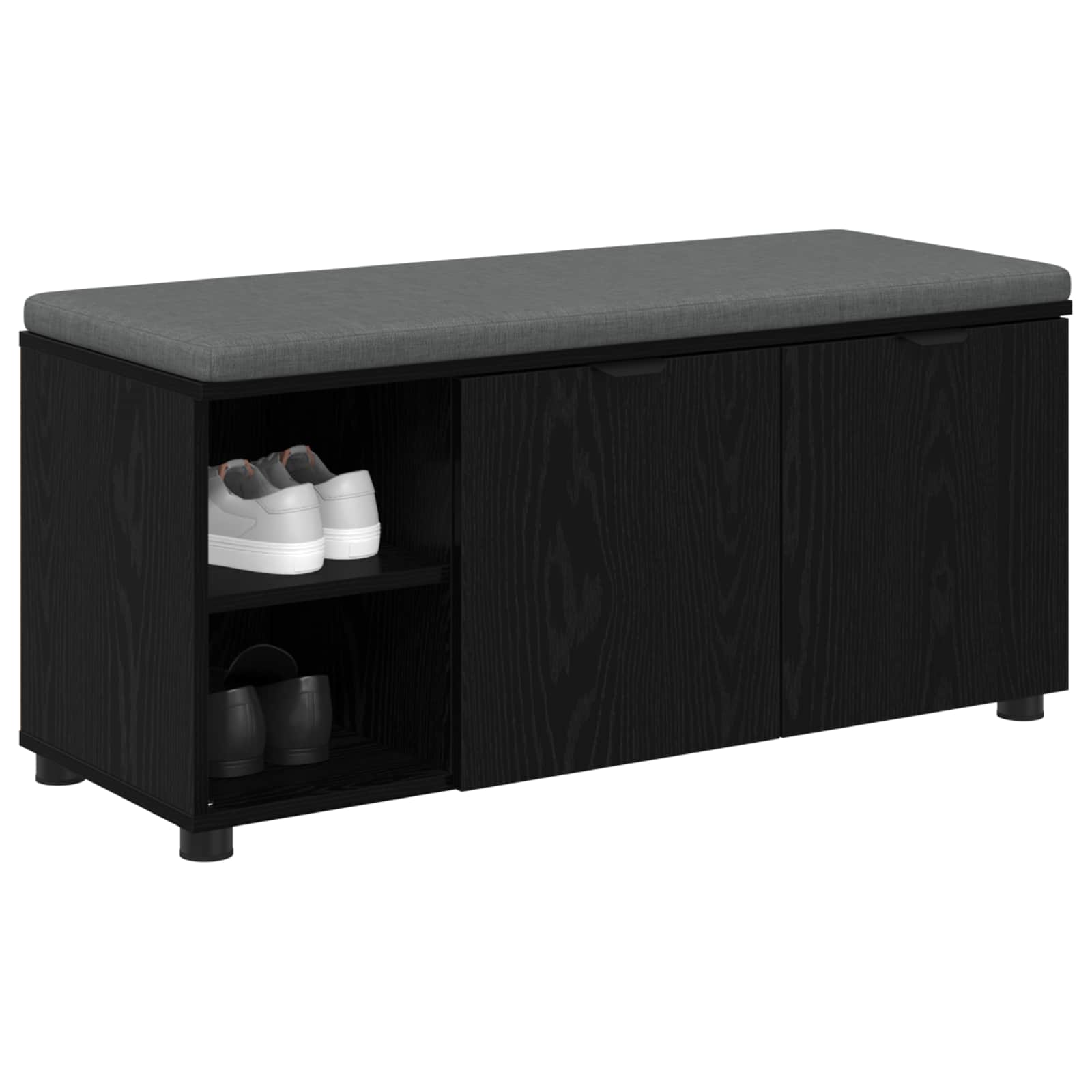 Flurbank mit Kissen mit Regal Schwarze Eiche 100 x 38 x 46 cm