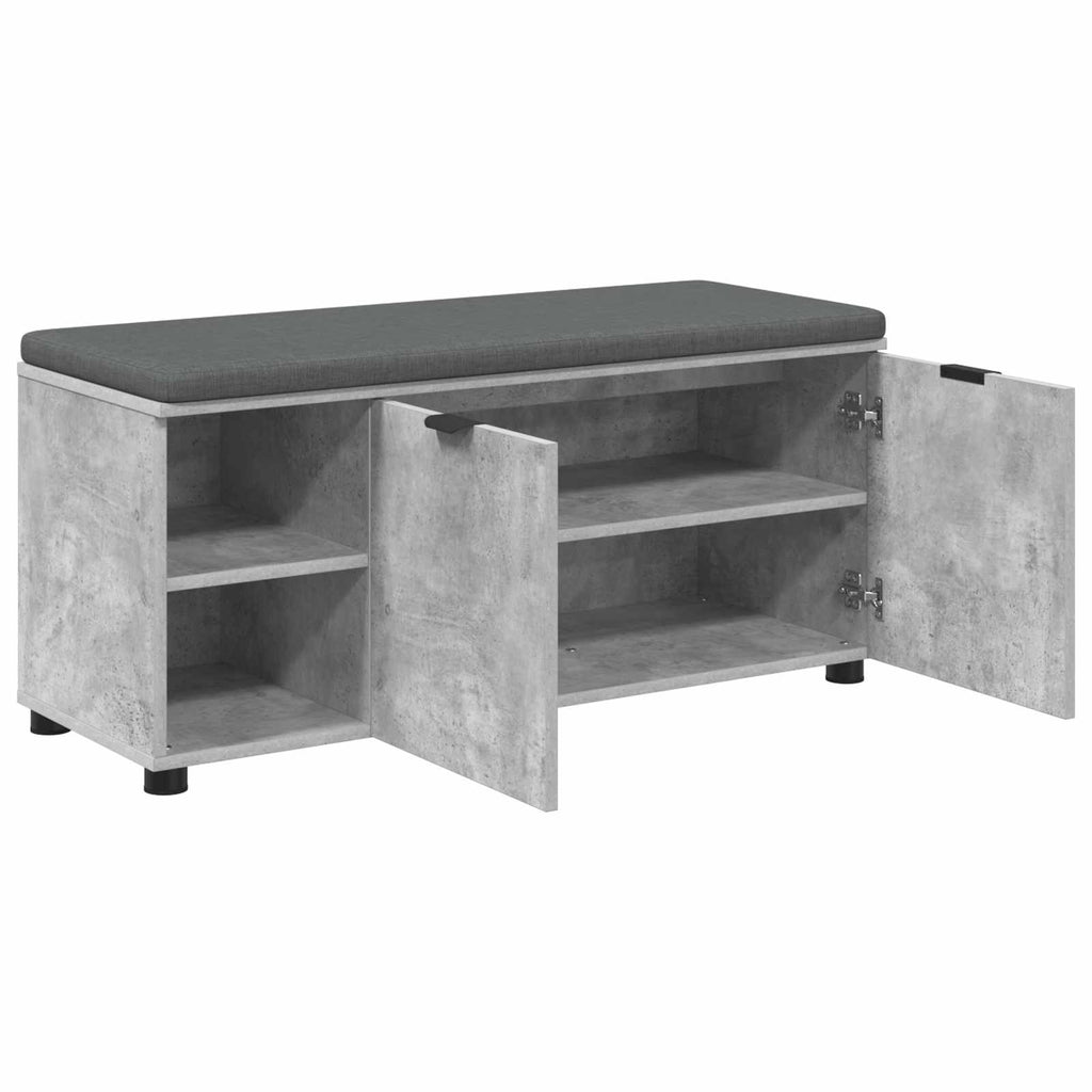 Flurbank mit Kissen mit Regal Betongrau 100 x 38 x 46 cm