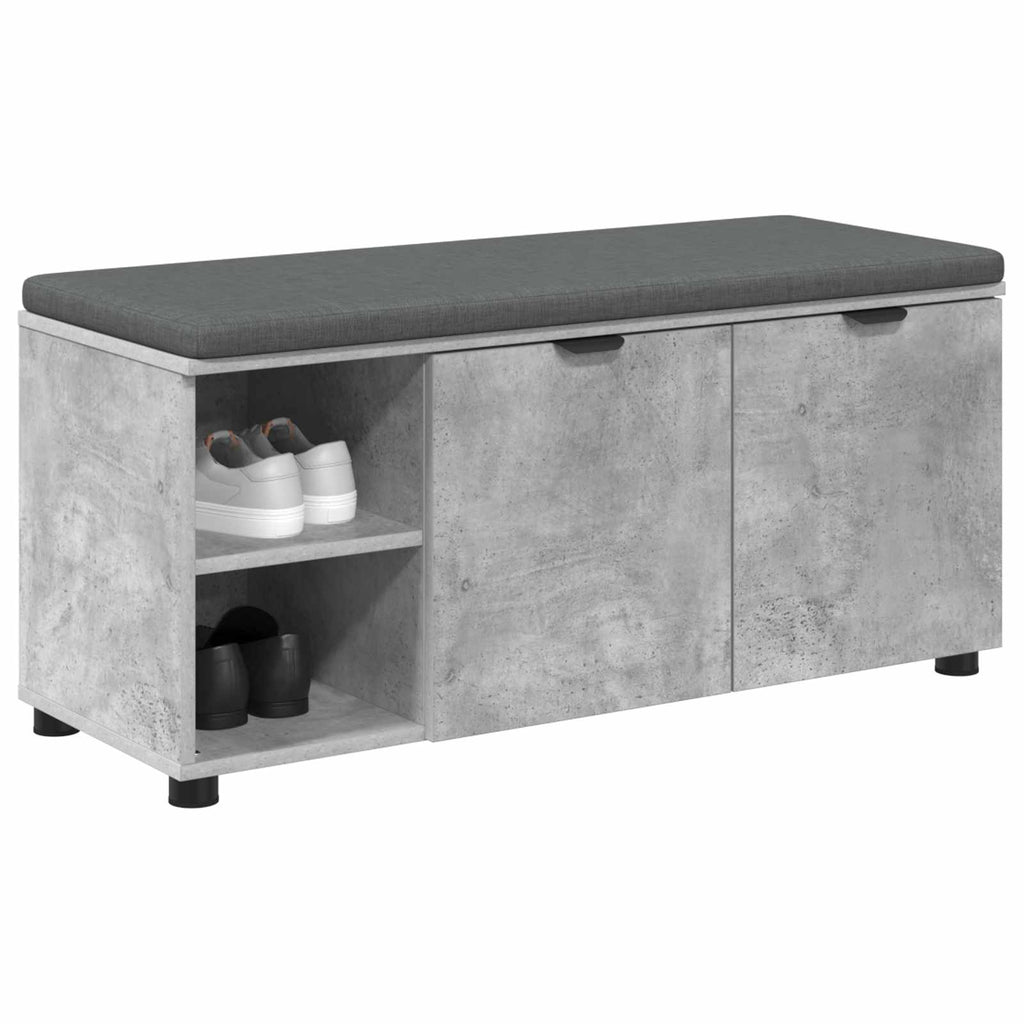 Flurbank mit Kissen mit Regal Betongrau 100 x 38 x 46 cm