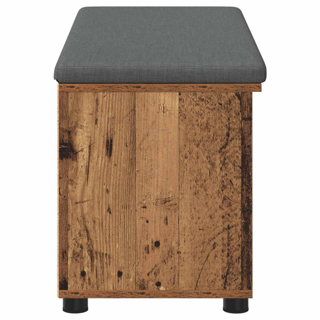Flurbank mit Kissen mit Regal mit Tür Altholz 100 x 38 x 46 cm