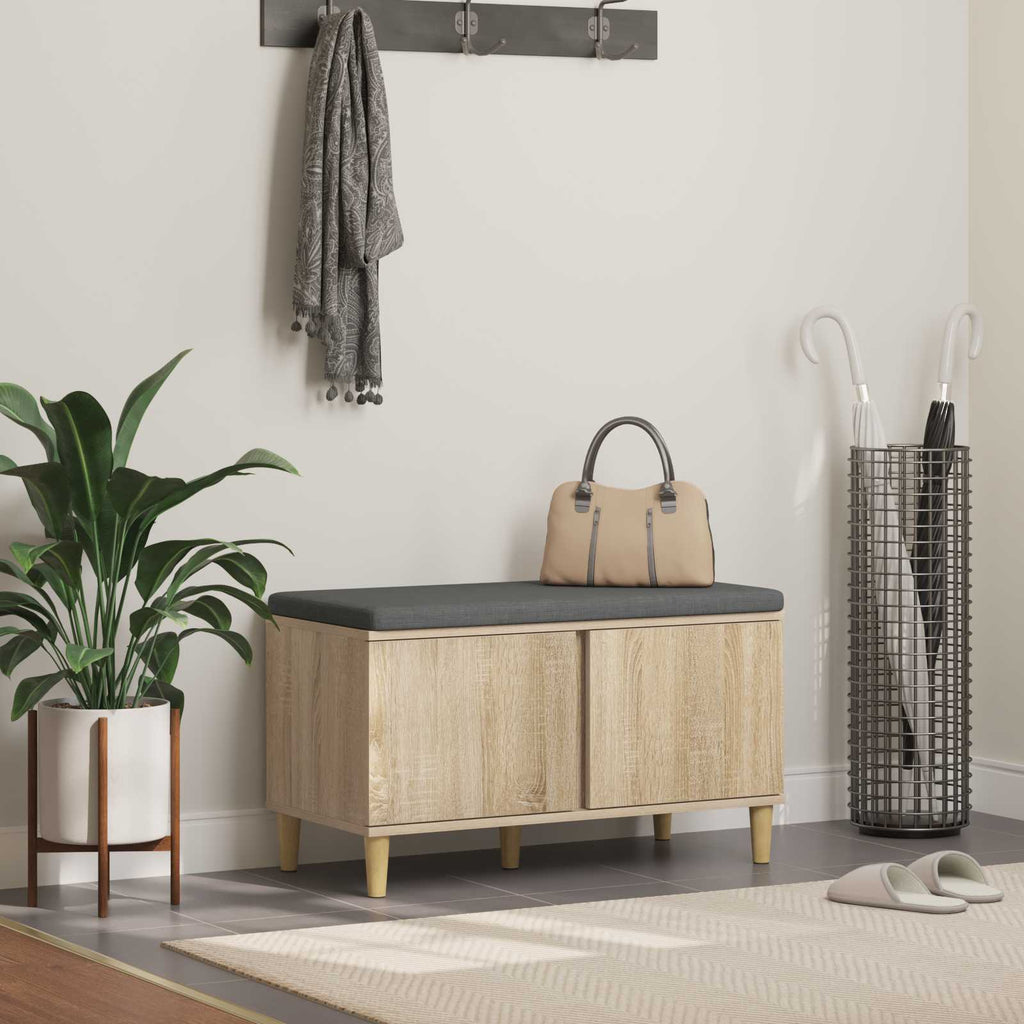 Flurbank mit Kissen mit Speicher Sonoma-Eiche 80 x 38 x 46 cm