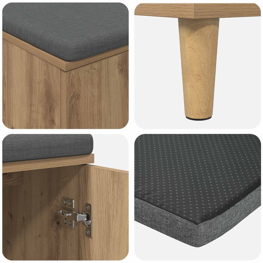 Flurbank mit Kissen mit Speicher Artisan-Eiche 80 x 38 x 46 cm