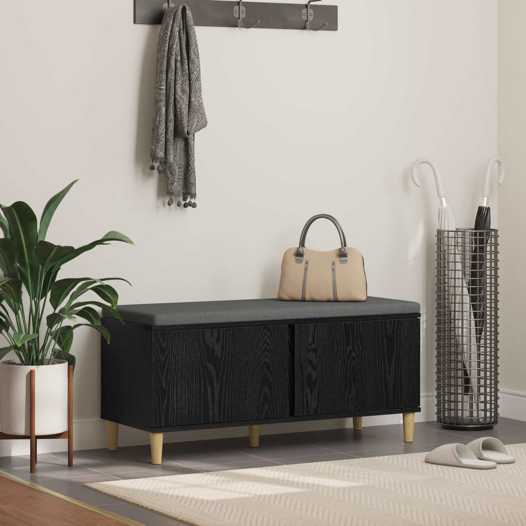 Flurbank mit Kissen mit Tür Schwarze Eiche 100 x 38 x 46 cm