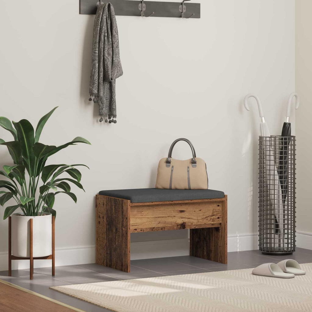 Flurbank mit Kissen Altholz 63 x 38 x 40 cm