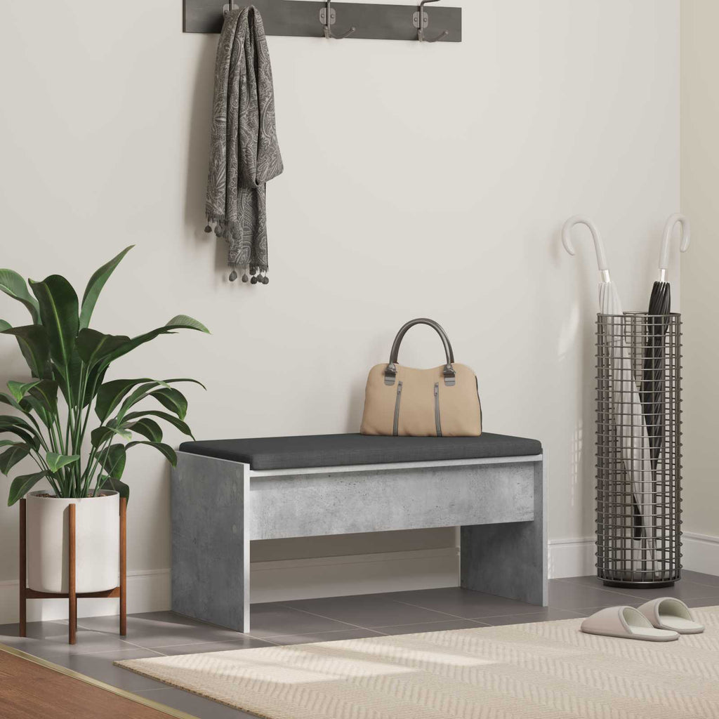 Flurbank mit Kissen Beton Grau 83 x 38 x 40 cm