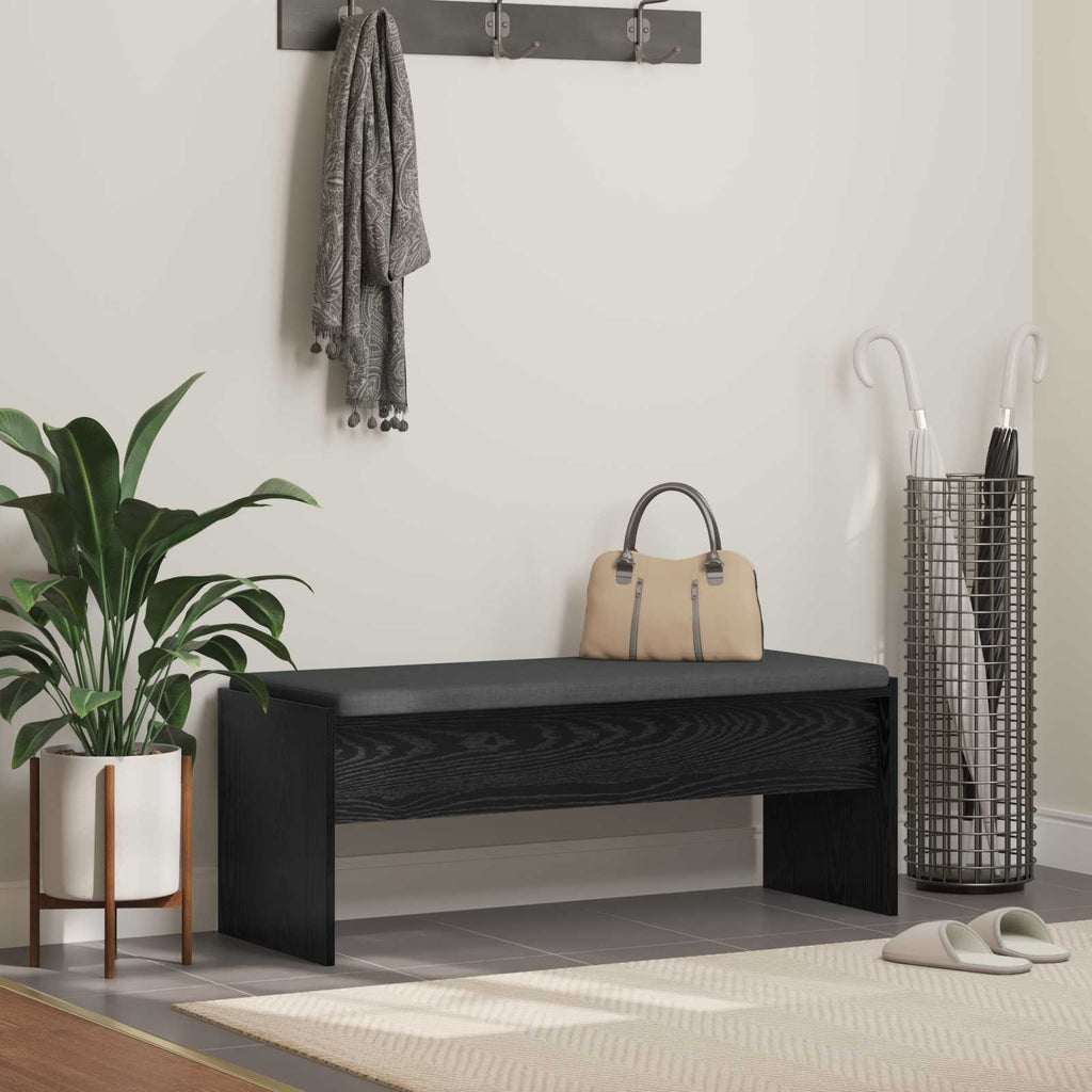 Flurbank mit Kissen Schwarz Eichen-Optik 103 x 38 x 40 cm