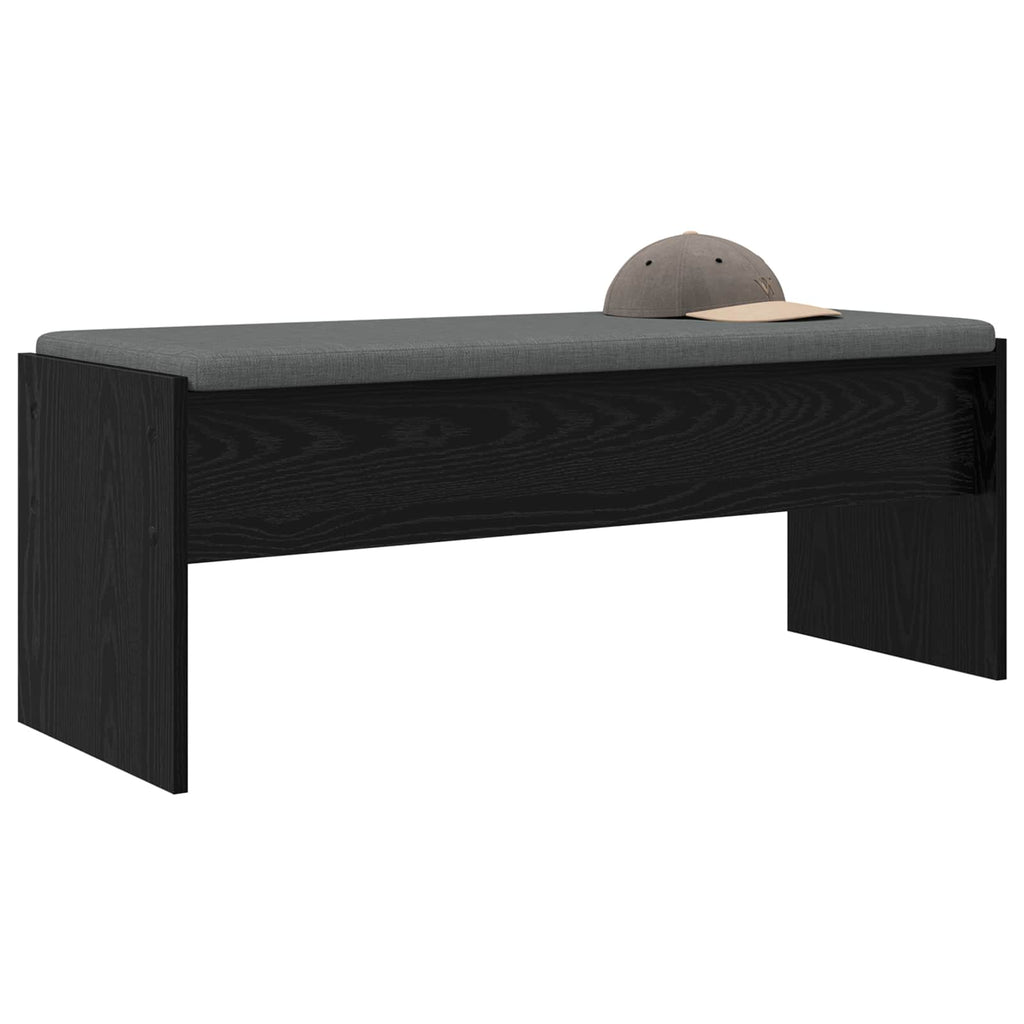 Flurbank mit Kissen Schwarz Eichen-Optik 103 x 38 x 40 cm