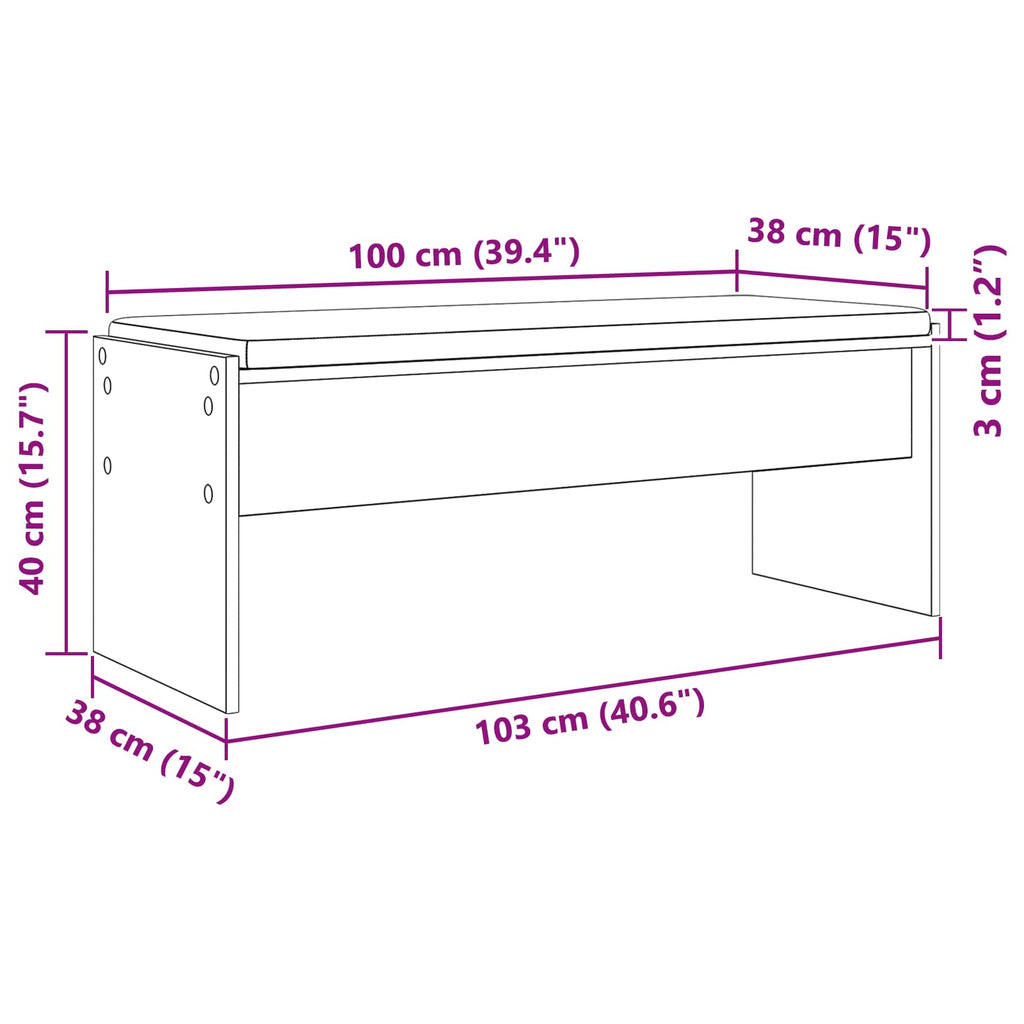 Flurbank mit Kissen Altholz 103 x 38 x 40 cm