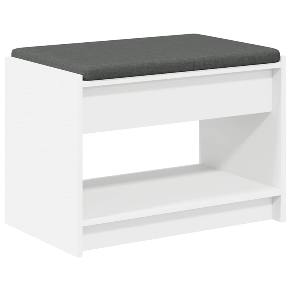 Flurbank mit Kissen mit Regal mit Speicher Weiß 63 x 38 x 45 cm