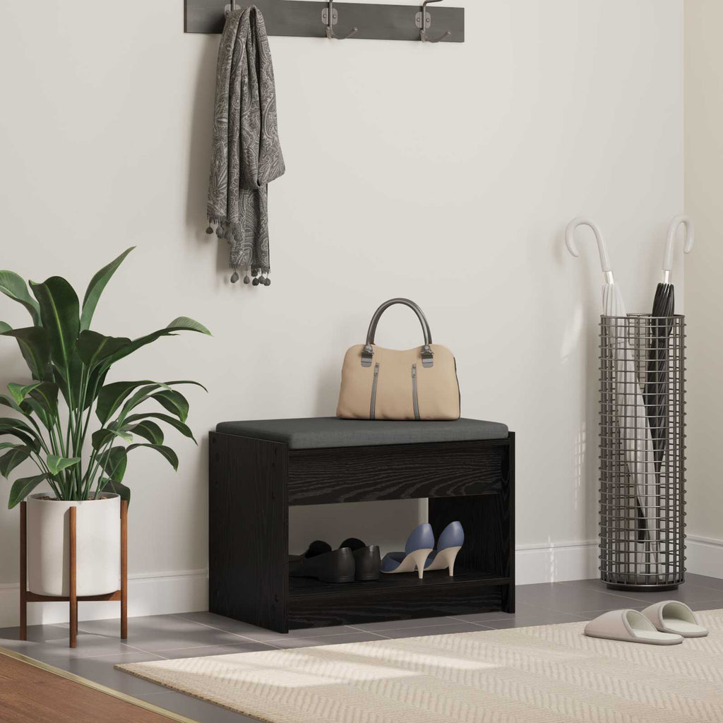 Flurbank mit Kissen mit Regal Schwarze Eiche 63 x 38 x 45 cm