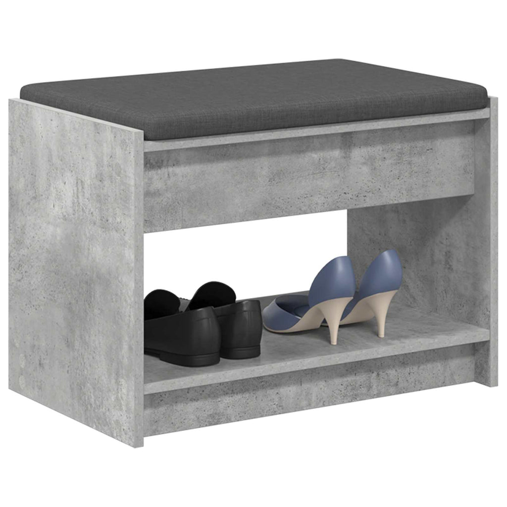 Flurbank mit Kissen mit Regal Betongrau 63 x 38 x 45 cm