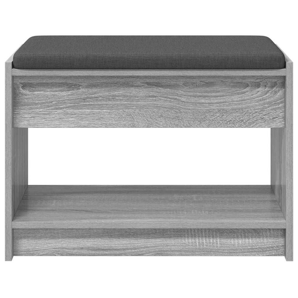 Flurbank mit Kissen mit Regal Graues Sonoma 63 x 38 x 45 cm