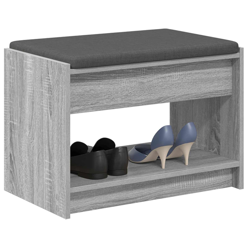 Flurbank mit Kissen mit Regal Graues Sonoma 63 x 38 x 45 cm