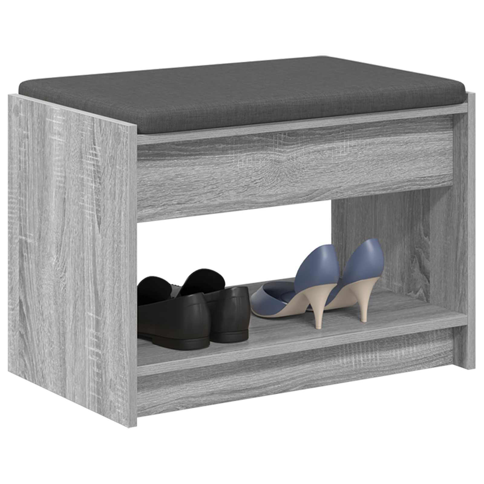 Flurbank mit Kissen mit Regal Graues Sonoma 63 x 38 x 45 cm