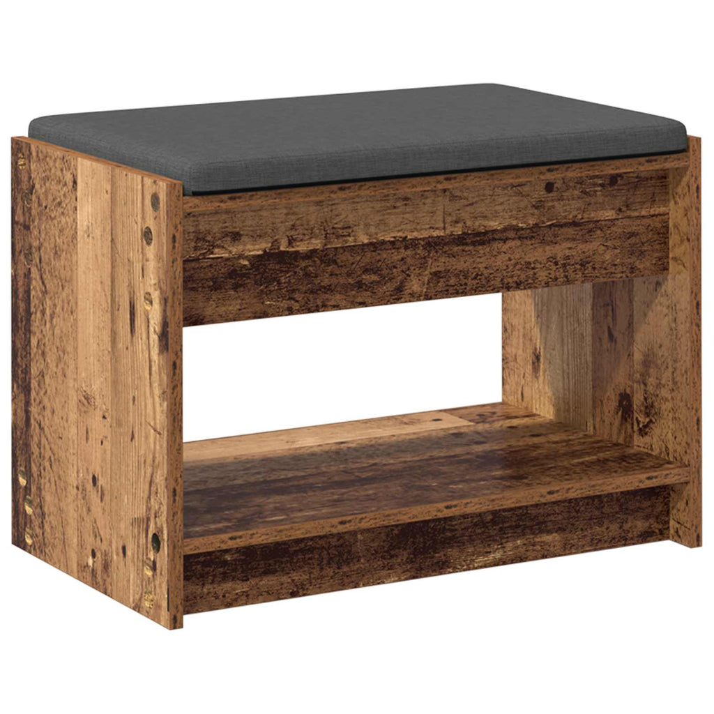 Flurbank mit Kissen mit Regal Altholz 63 x 38 x 45 cm