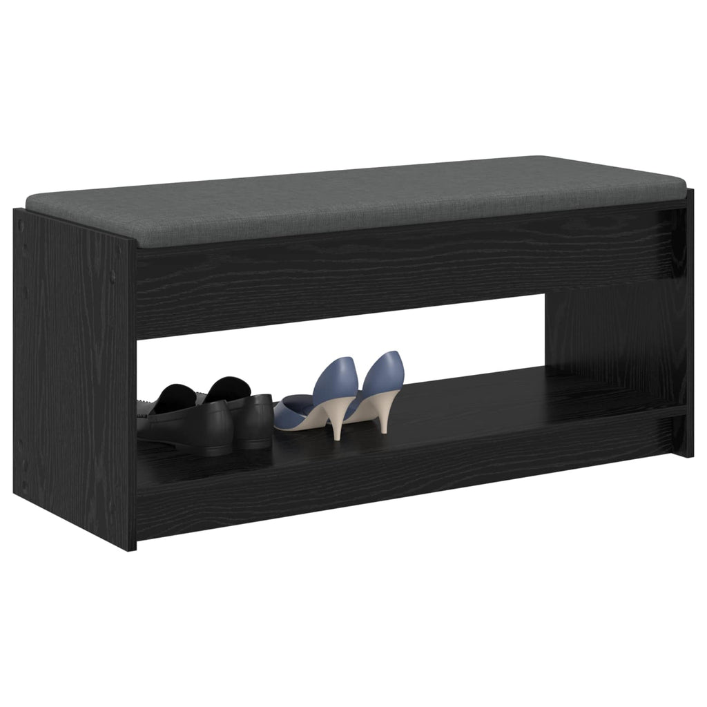 Flurbank mit Kissen mit Regal Schwarze Eiche 103 x 38 x 45 cm