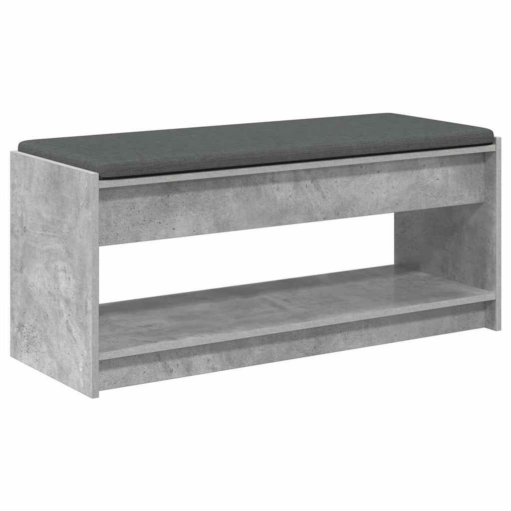 Flurbank mit Kissen mit Regal Betongrau 103 x 38 x 45 cm