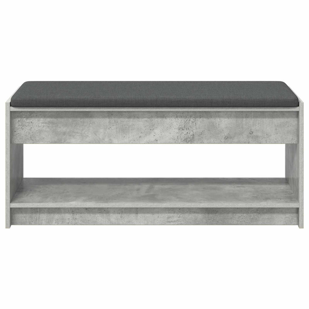 Flurbank mit Kissen mit Regal Betongrau 103 x 38 x 45 cm
