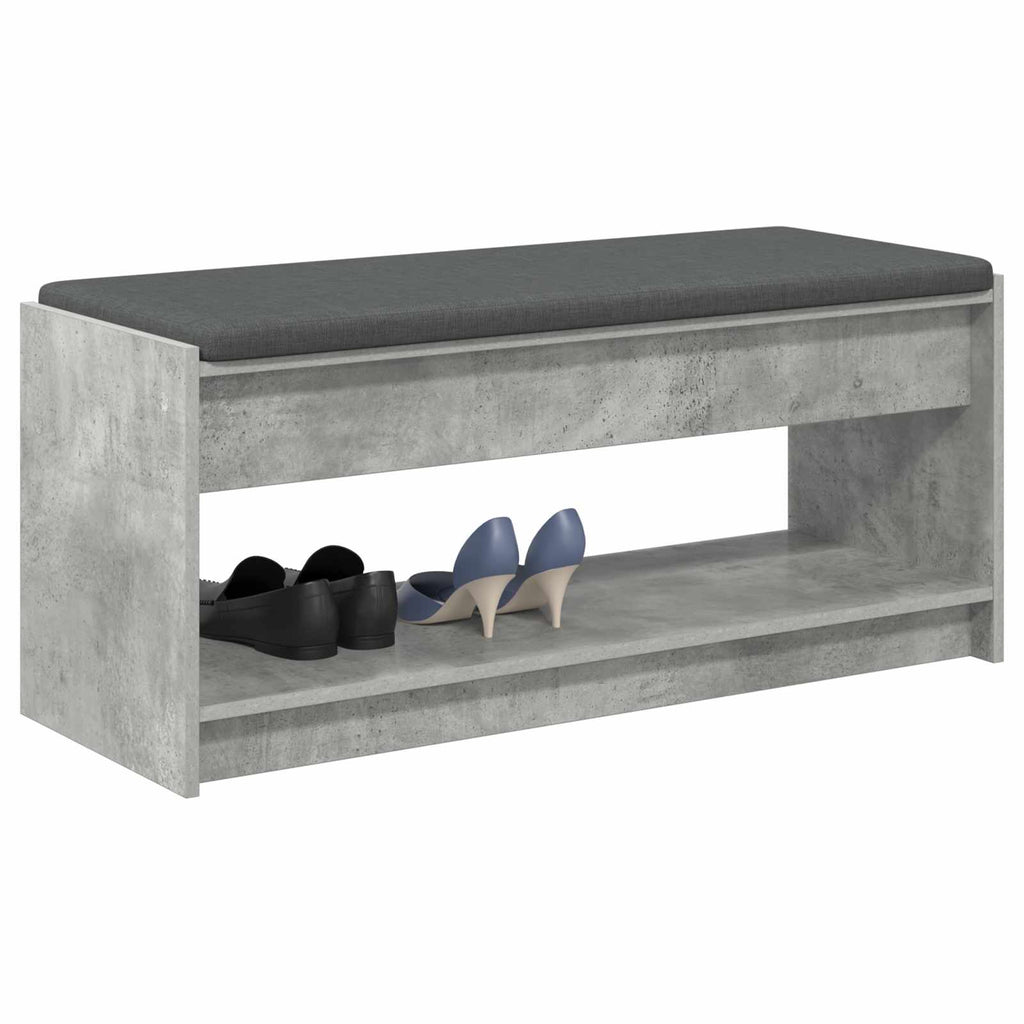 Flurbank mit Kissen mit Regal Betongrau 103 x 38 x 45 cm