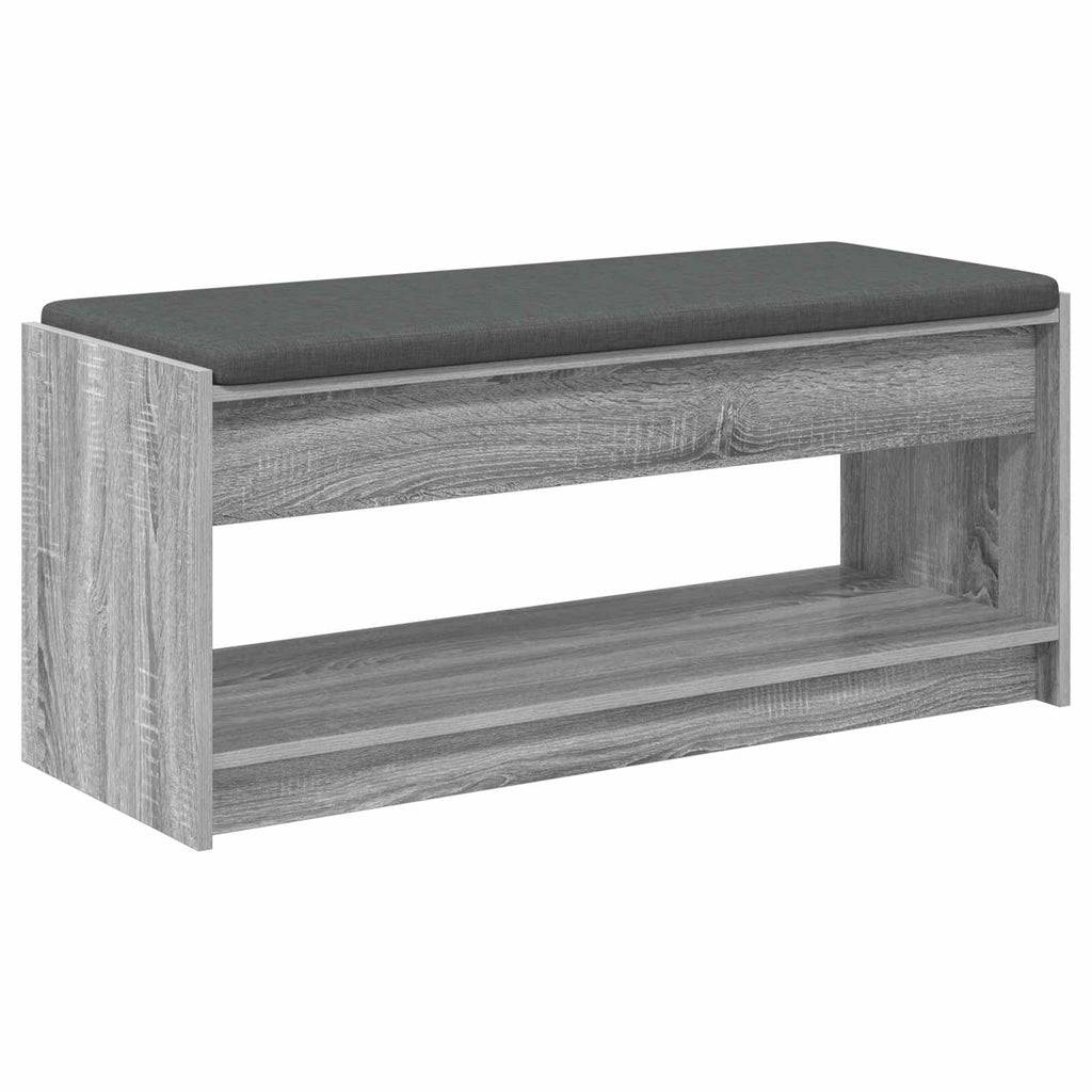 Flurbank mit Kissen mit Regal Graues Sonoma 103 x 38 x 45 cm