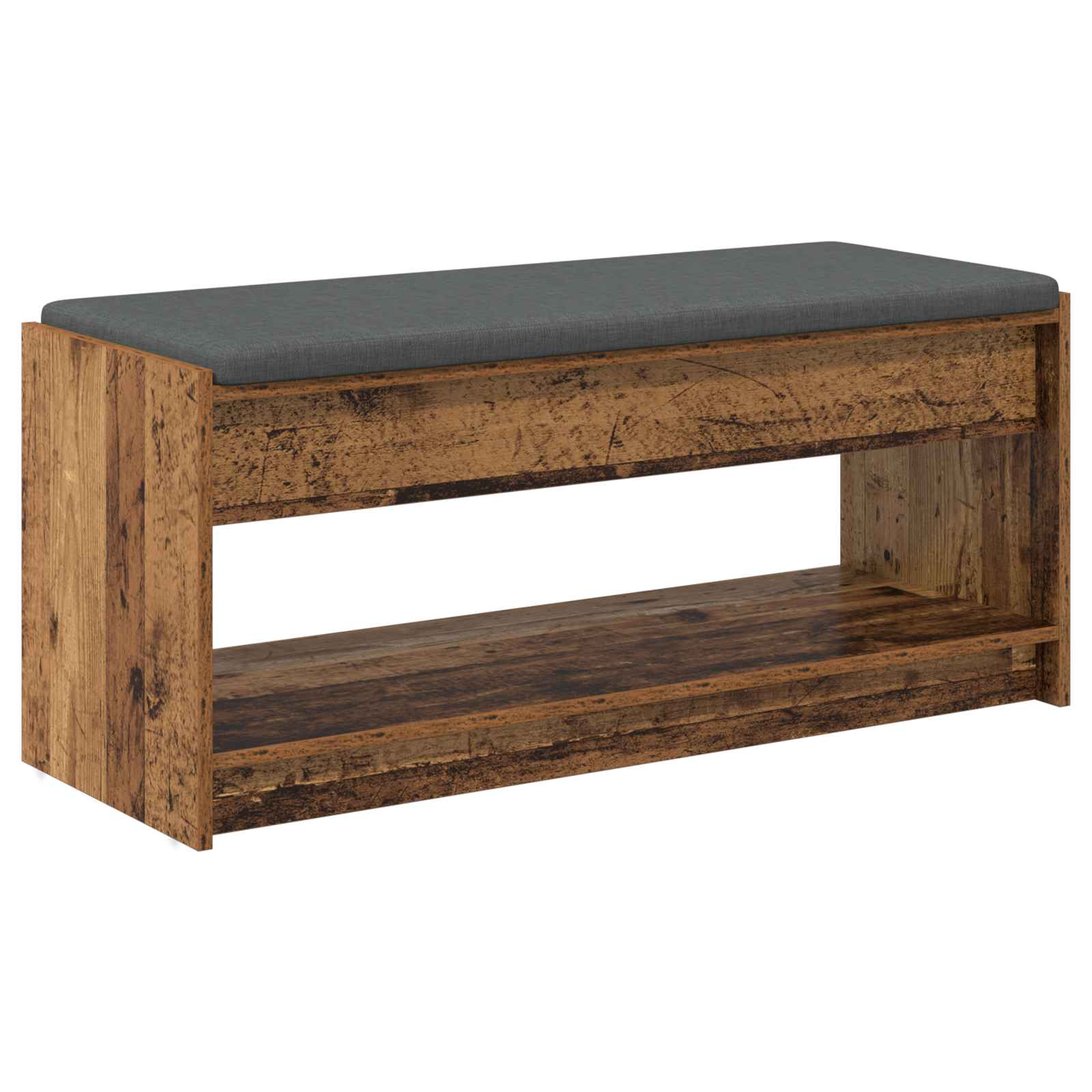 Flurbank mit Kissen mit Regal Altholz 103 x 38 x 45 cm