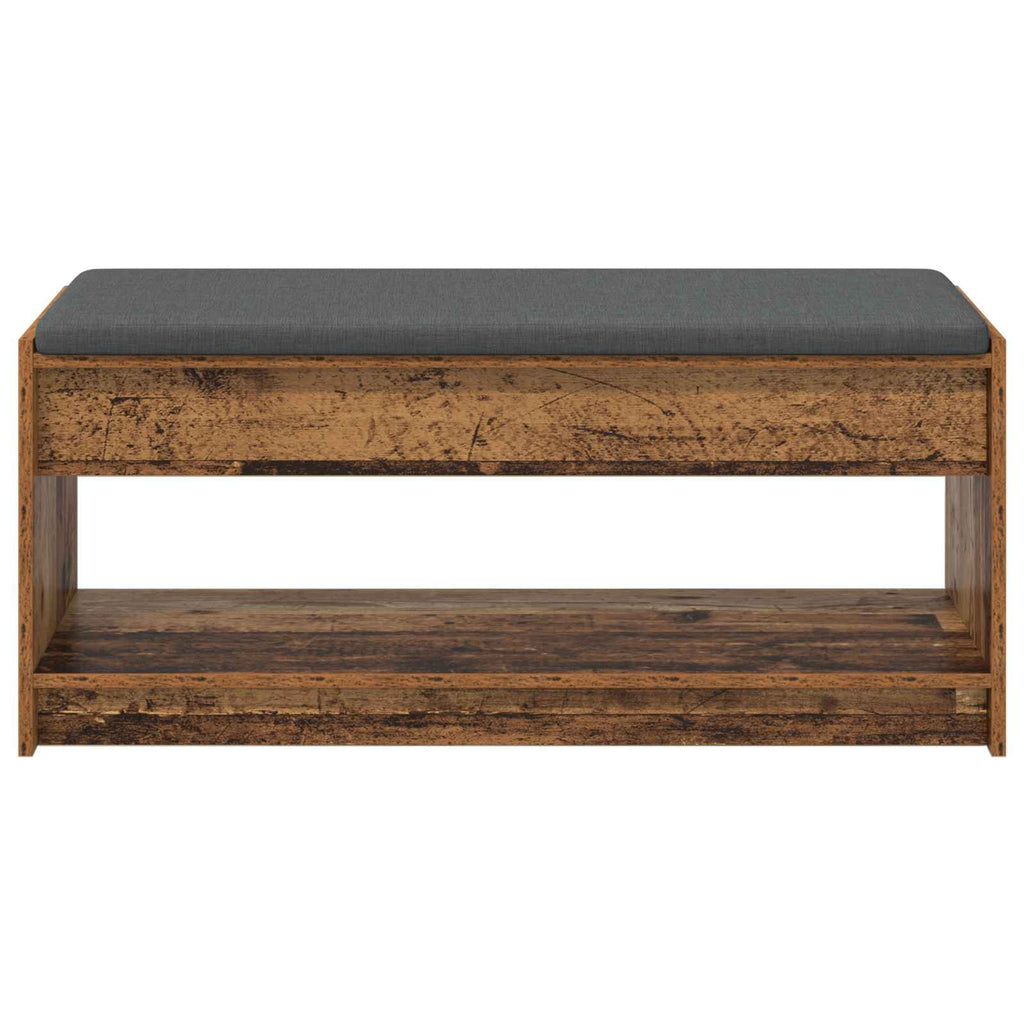 Flurbank mit Kissen mit Regal Altholz 103 x 38 x 45 cm