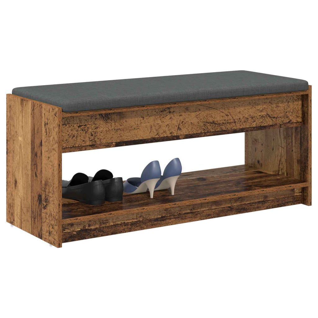 Flurbank mit Kissen mit Regal Altholz 103 x 38 x 45 cm