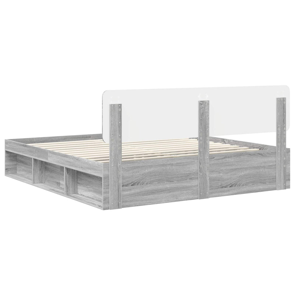 Bettrahmen Graues Sonoma 200 x 200 cm Massives Kiefernholz