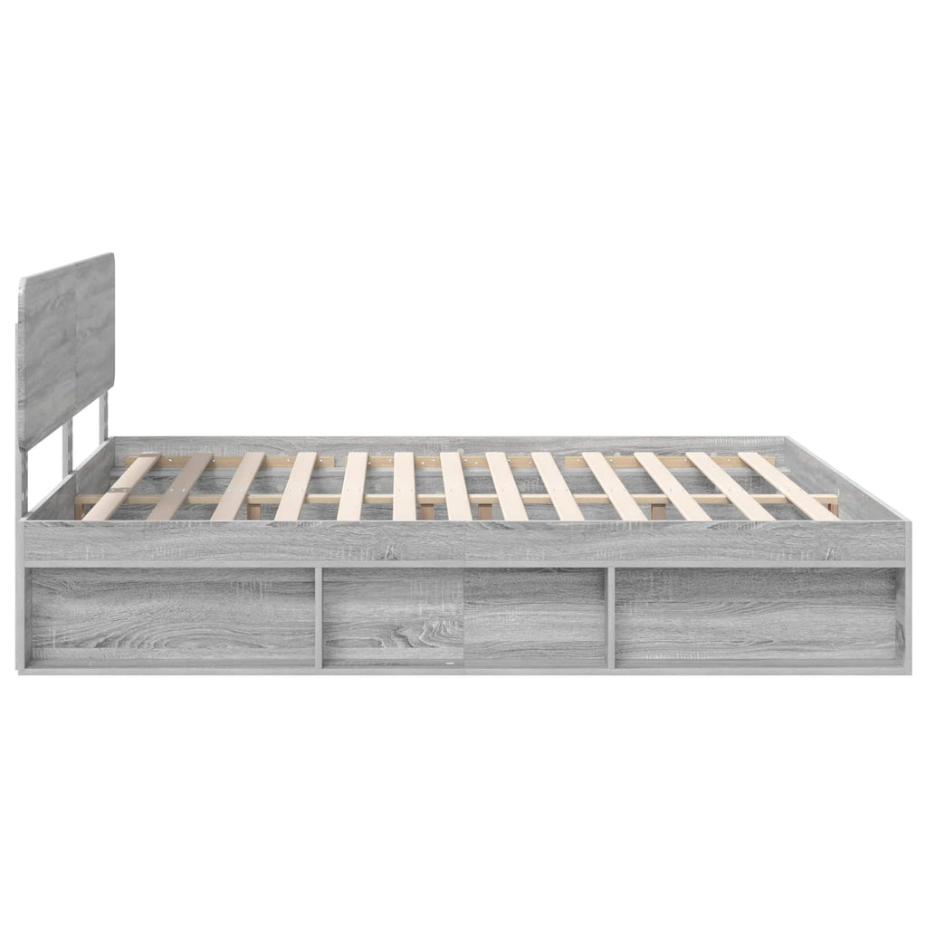 Bettrahmen Graues Sonoma 200 x 200 cm Massives Kiefernholz